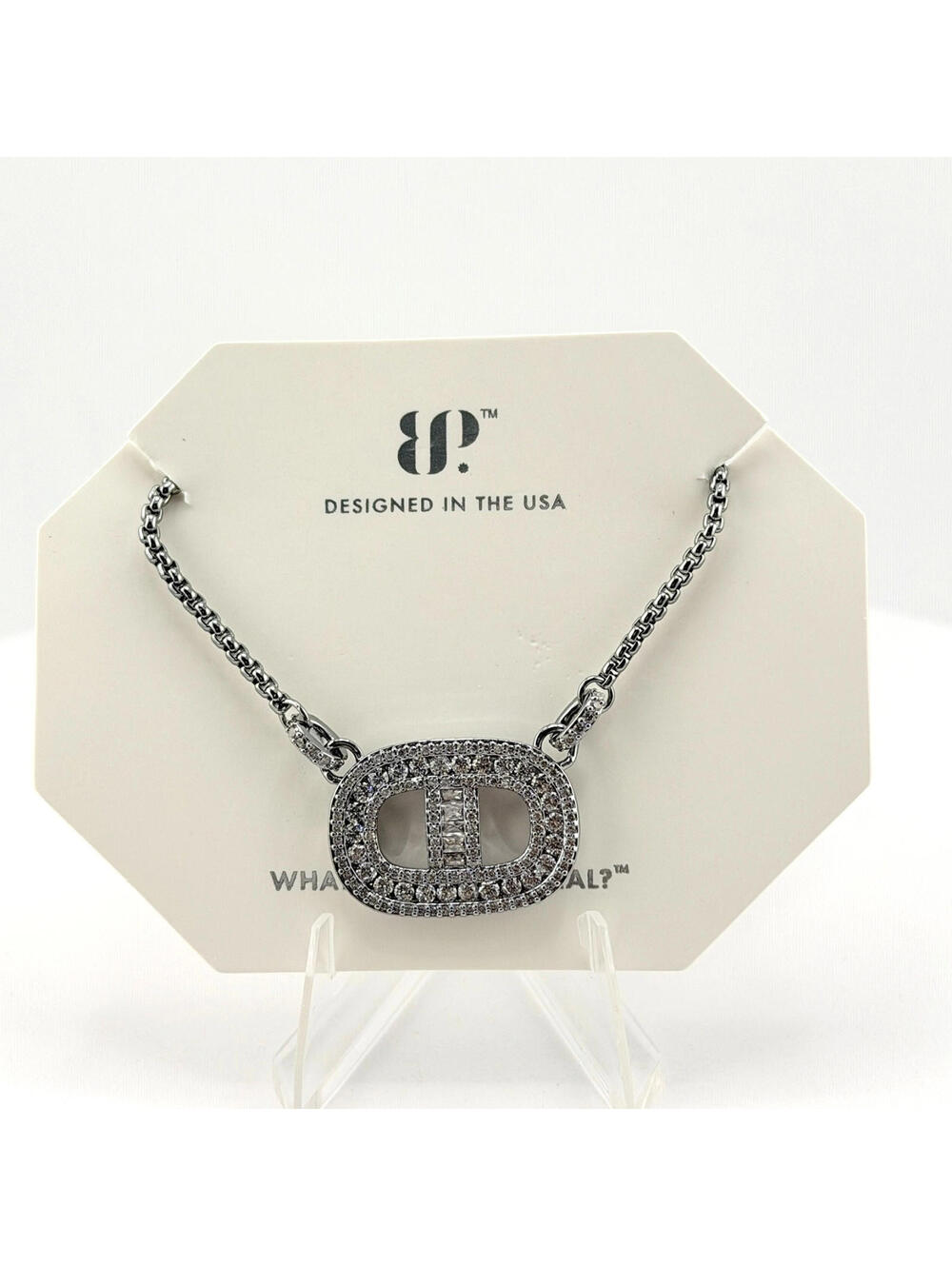 Bomb Party April Necklace "The Layering Piece For All" Clear CZ on Hematite